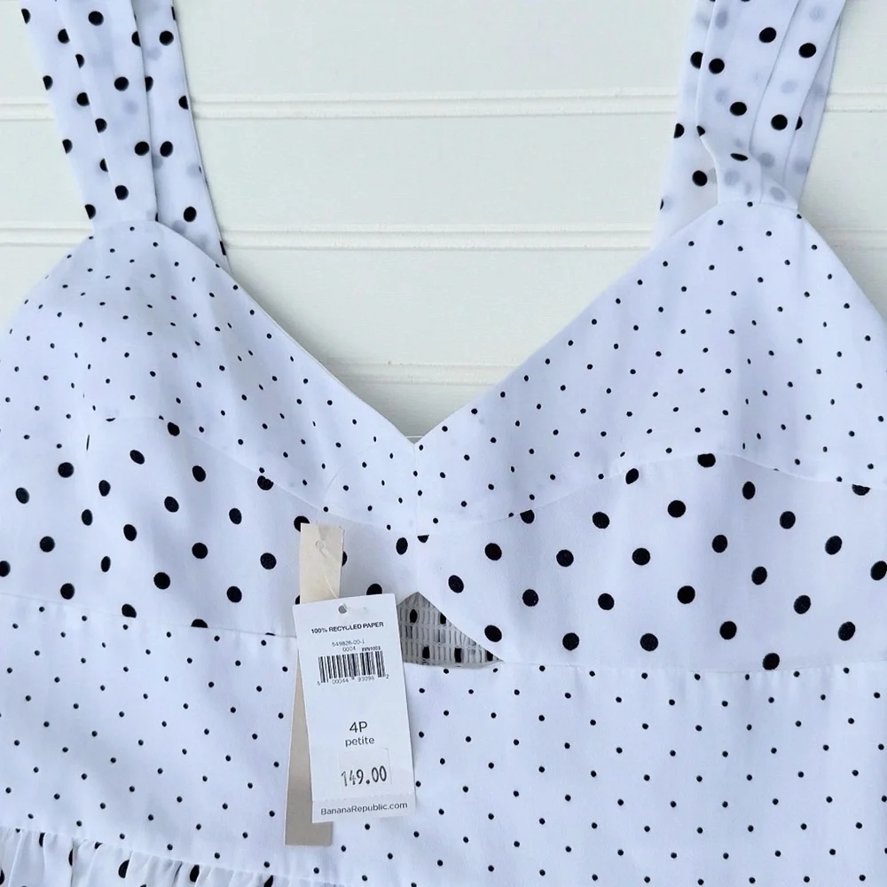 *NWT* Banana Republic Polka Dot Pleated Midi Dress - Picture 4 of 7
